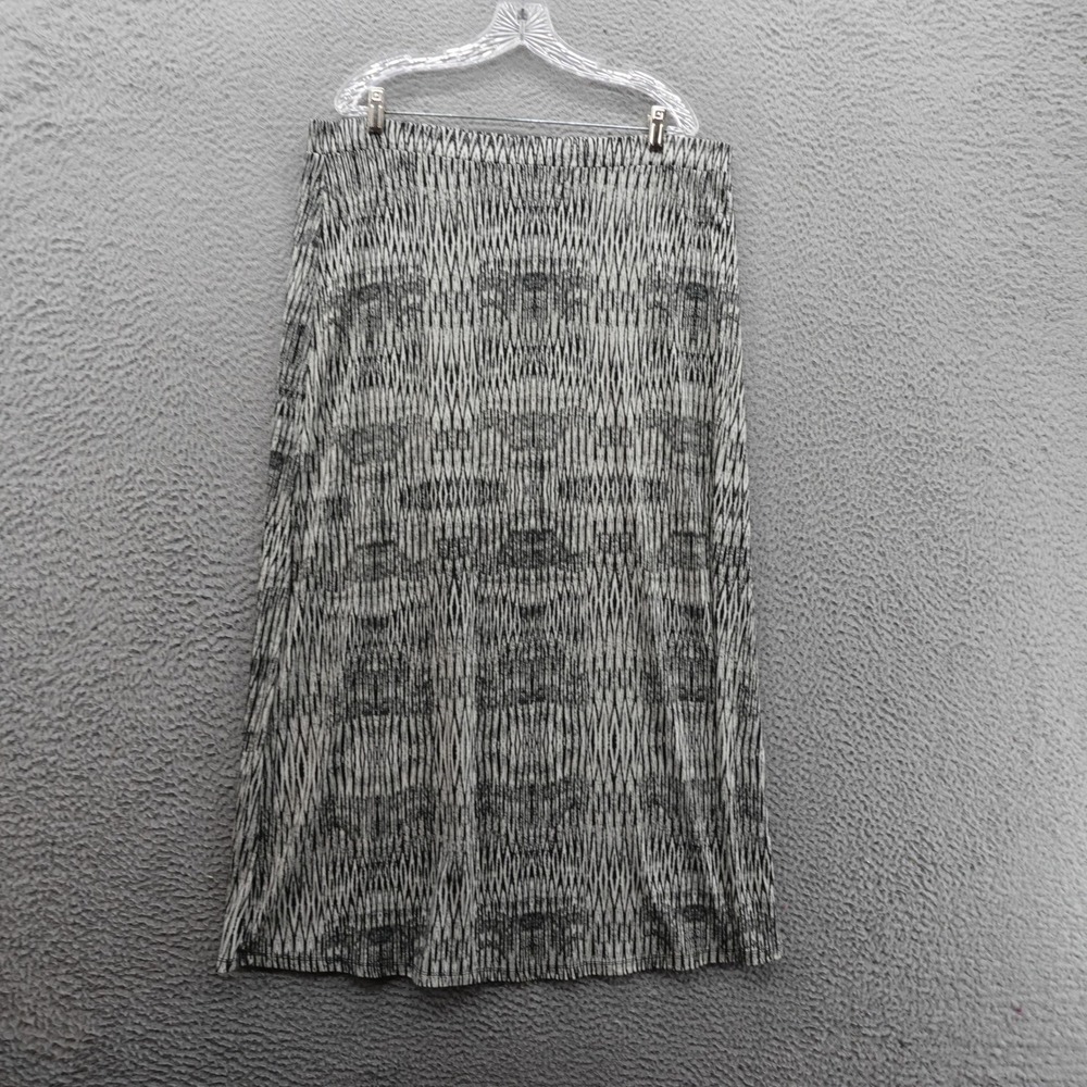 Chicos Easywear Womens Size 2 US Large Black White Abstract Geometric Maxi Skirt